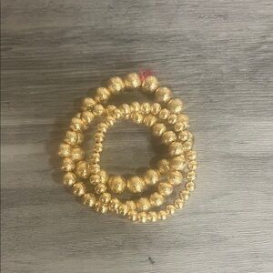 Gold Beaded Stretch Bracelet Stack - Women Jewelry